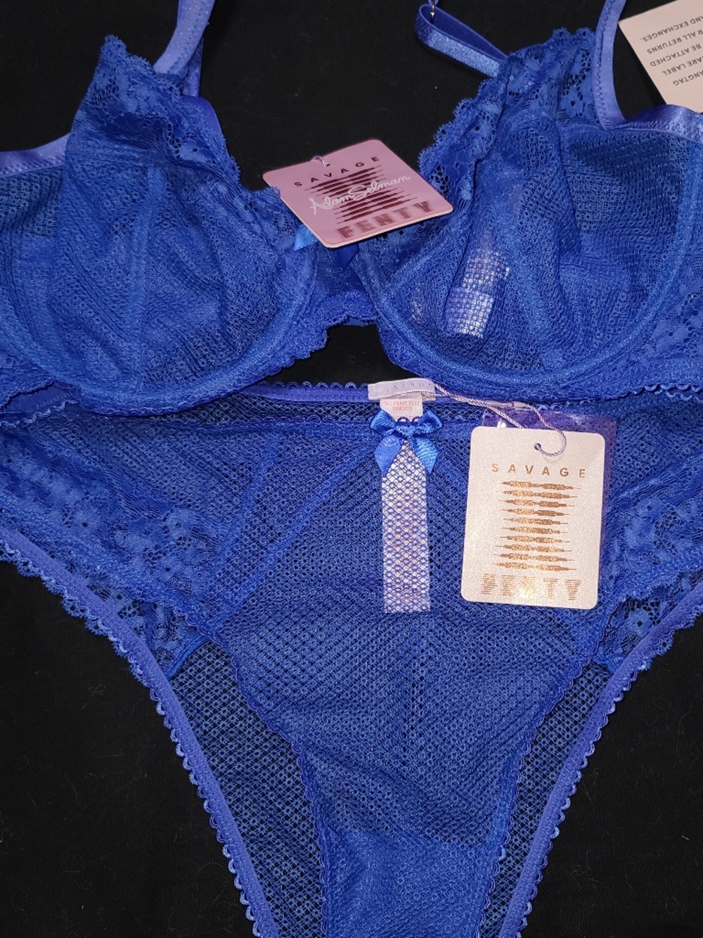 Savage X Fenty Neon Green Lace Underwire Bra & Brief Set